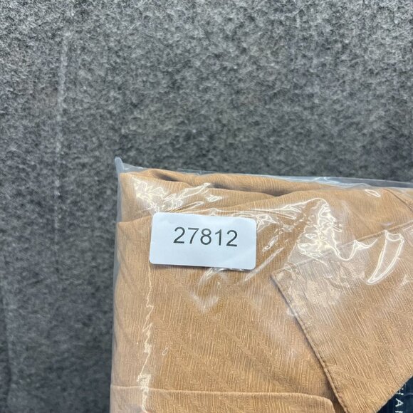 Jhane Barnes Shirt Mens XL Khaki Button Down Tan Beige Silk Linen Dress Pocket - Picture 11 of 11